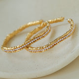 Vintage Hammered Mini Pearl Statement Hoop Earrings