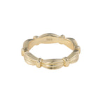 Sculpted 18K gold-plated silver band ring on white background