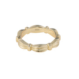Sculpted 18K gold-plated silver band ring on white background
