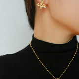 French Luxury Brushed 925 Silver Butterfly Stud Earrings