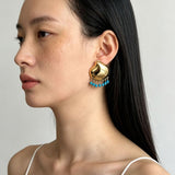Vintage Ethnic Teardrop Beaded Tassel Earrings