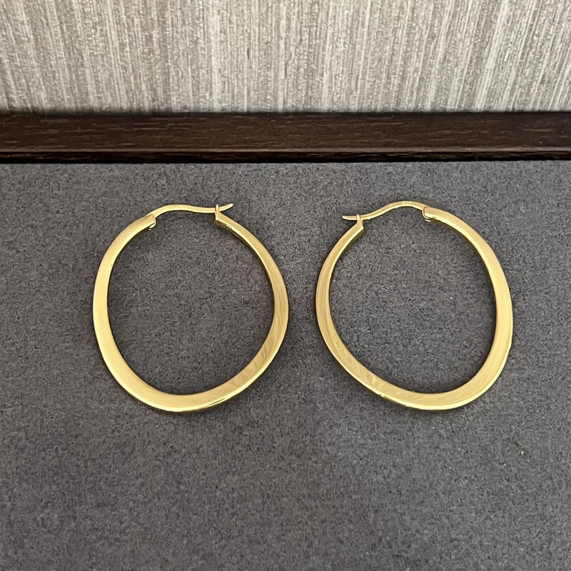 Twisted Oval 925 Silver Hoop Earrings