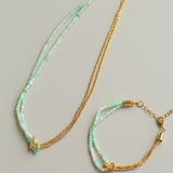 Designer Double Chain & Mixed Natural Stone Necklace