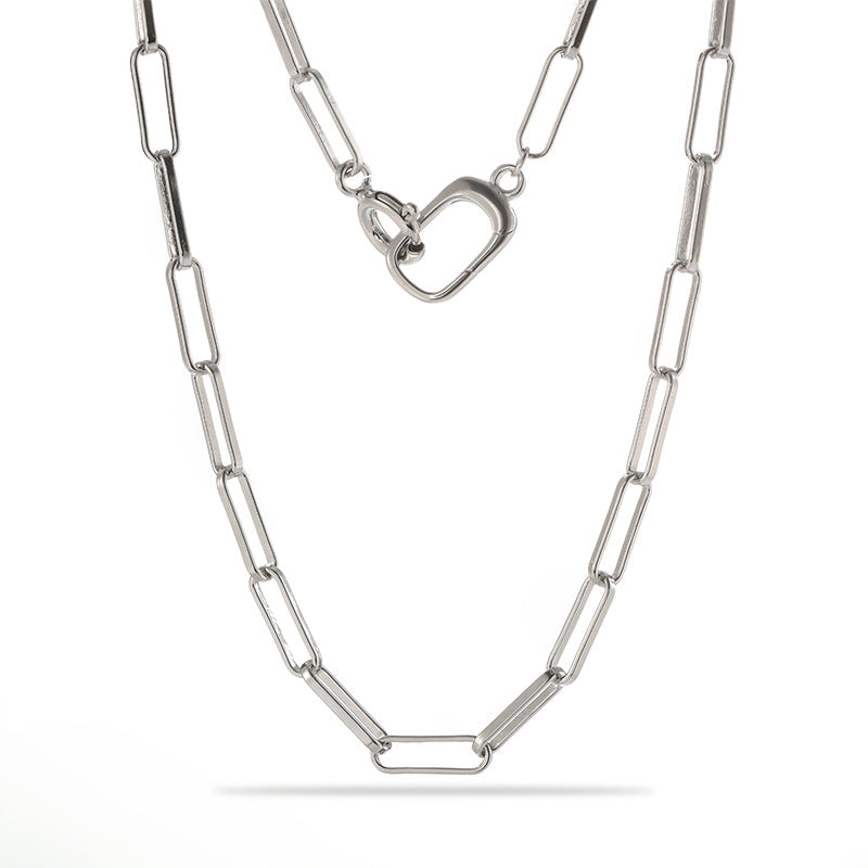 Alternating Bar Paperclip Chain Necklace - close-up detail | Floysun