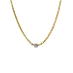 Cubic Zirconia Pavé Barrel Link Necklace - alternate angle | Floysun