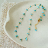 Colorful Natural Chip Bead Starry Collarbone Necklace (Turquoise & Tourmaline)