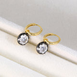 Black & Gold Moissanite Earrings - close-up detail | Floysun