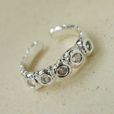 Textured Wrinkle Cubic Zirconia Open Ring