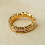Natural Freshwater Pearl Molten Texture Open Ring