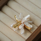 Vintage Blooming Flower Toothpick Pearl Baroque Pearl Brooch