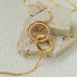Natural Freshwater Pearl Interlocking Ring Pendant Necklace