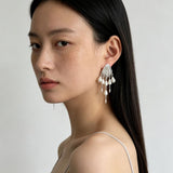Vintage Sculptural Shell Freshwater Pearl Tassel Earrings