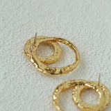 Natural Freshwater Pearl Interlocking Ring Drop Earrings