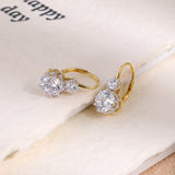 Graduated Two-Stone Cubic Zirconia Leverback Earrings - alternate angle | Floysun