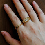 Textured Wrinkle Cubic Zirconia Open Ring