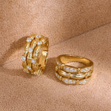 Multi-row cubic zirconia ribbon statement rings - two styles