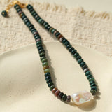 Single Baroque & Abacus Bead Natural Stone Necklace