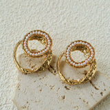 Natural Freshwater Pearl Interlocking Ring Drop Earrings