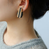 Forest-Inspired Geometric Wood Earrings