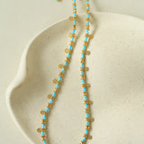 Soothing Blue Turquoise Tiny Flower Beaded Necklace