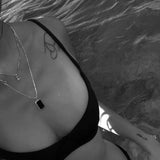 Rectangular Black Onyx Pendant Layering Necklace