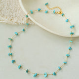 Colorful Natural Chip Bead Starry Collarbone Necklace (Turquoise & Tourmaline)