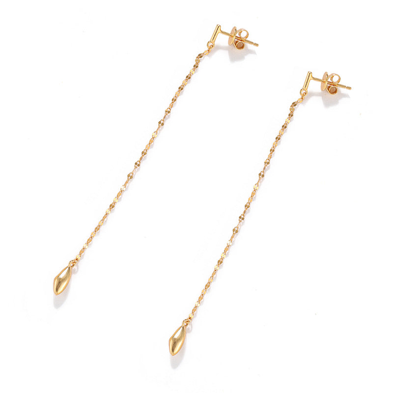 Teardrop Tassel Long Chain Drop Earrings - detail view 4 | Floysun