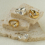 Fluid Teardrop Cubic Zirconia Open Ring