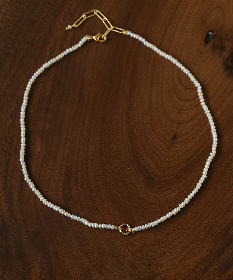 Minimal Luxury Vintage Color Zircon Rice Freshwater Pearl Collarbone Necklace