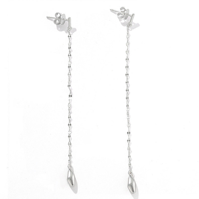 Teardrop Tassel Long Chain Drop Earrings - alternate angle 5 | Floysun