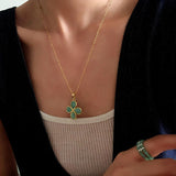 Natural Stone Four-Leaf Clover Necklace