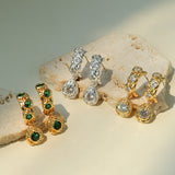 Vintage Lava Texture Cubic Zirconia Teardrop Drop Earrings