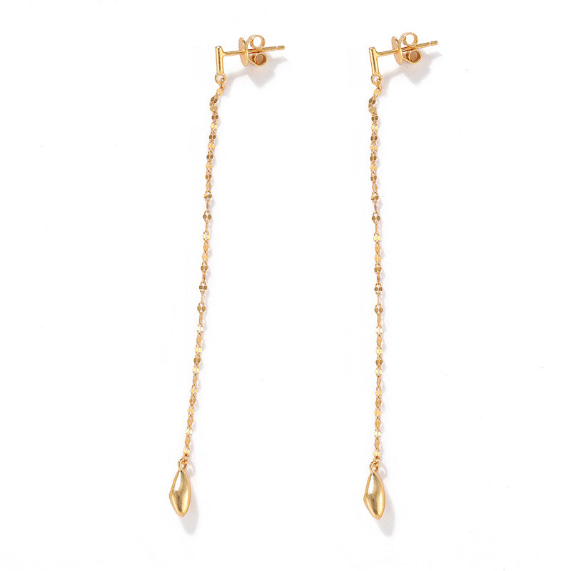 Teardrop Tassel Long Chain Drop Earrings - front product view 5 | Floysun