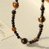 Celestial Black Agate & Tiger’s Eye Short Necklace
