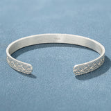 Vintage Vine Pattern Open Cuff 925 Silver Bracelet