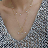 Freshwater Pearl T‑Shape Balance Pendant Necklace
