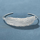 Embossed Feather Wide Open Bracelet