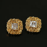 Molten Lava Texture Square Cubic Zirconia Stud Earrings