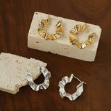 Hammered Ripple Texture Hoop Earrings