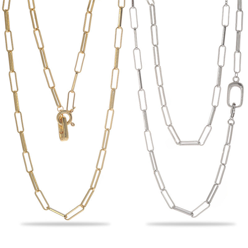 Alternating Bar Paperclip Chain Necklace - front product view | Floysun