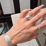 Embossed Feather Wide Band Ring