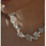 Blue Irregular Glass & Pearl Vacation Collarbone Necklace