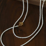French Style Long Freshwater Pearl OT Clasp Lariat Necklace