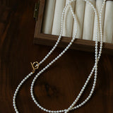 French Style Long Freshwater Pearl OT Clasp Lariat Necklace