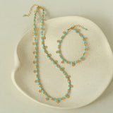 Soothing Blue Turquoise Tiny Flower Beaded Necklace