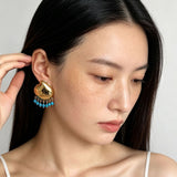 Vintage Ethnic Teardrop Beaded Tassel Earrings