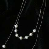 Multi-Wear Styles Adjustable Sliding Freshwater Pearl Smile Long Necklace