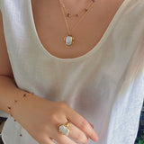 Colorful Natural Chip Bead Starry Collarbone Necklace (Turquoise & Tourmaline)