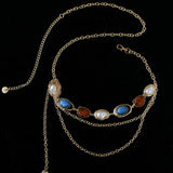 Vintage Art‑Style Acrylic & Faux Pearl Inlay Multi‑Layer Waist Chain