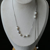 Multi-Wear Styles Adjustable Sliding Freshwater Pearl Smile Long Necklace